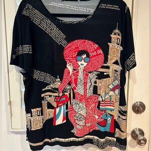 🖤♥️Nygard French Lady Graphic Print Short Sleeve XL T-shirt🖤♥️
